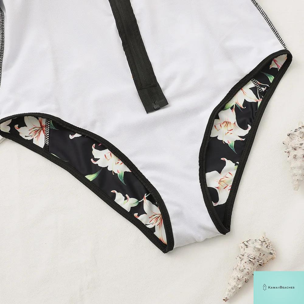 Womens Long Sleeve Surfing Swimsuit Monokini