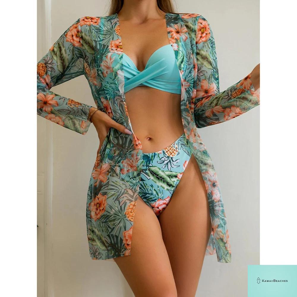 Womens 3 Piece Long Sleeve Swimsuit