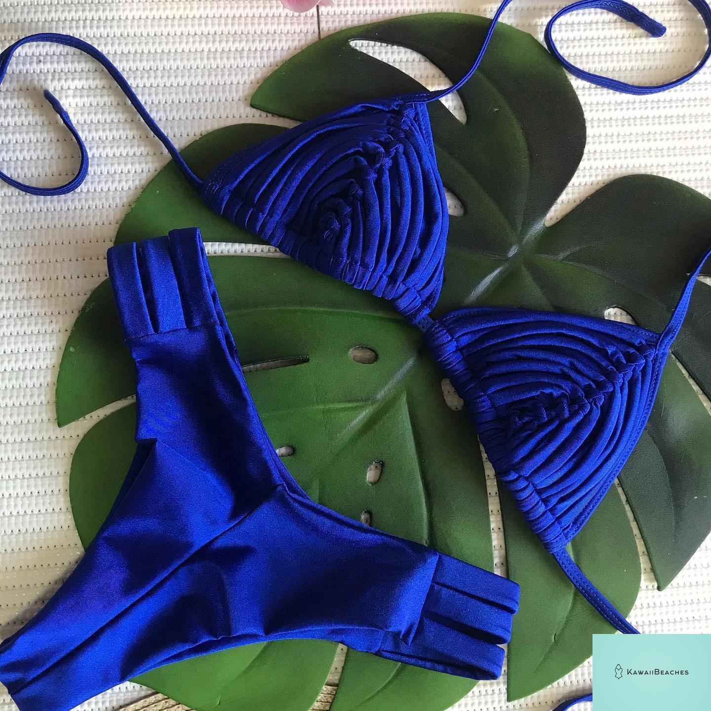 Kawaii Stripes Lace-Up Brazilian Bikini Set