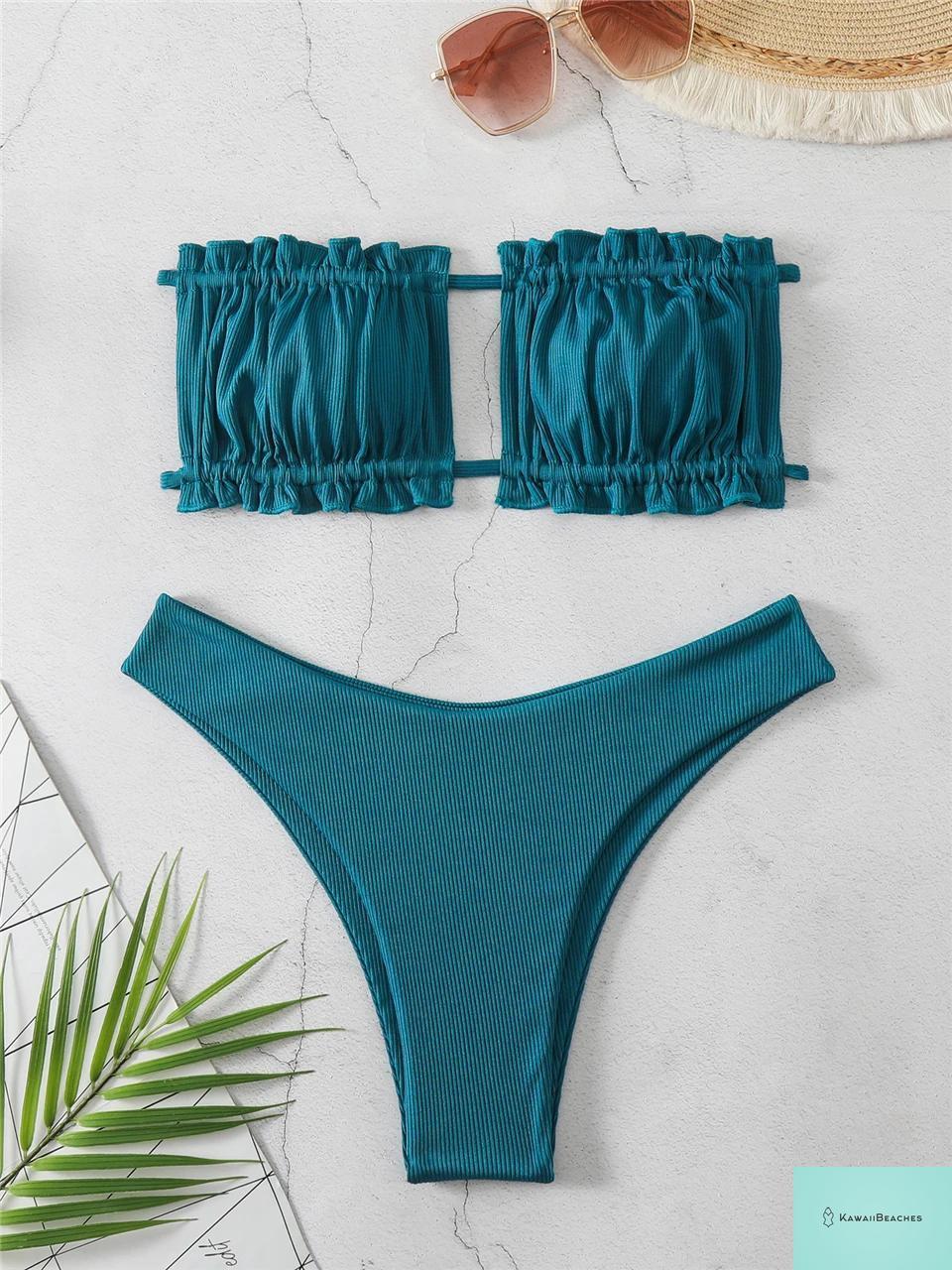 Kawaii Beaches Back Lace Up Bikini Set