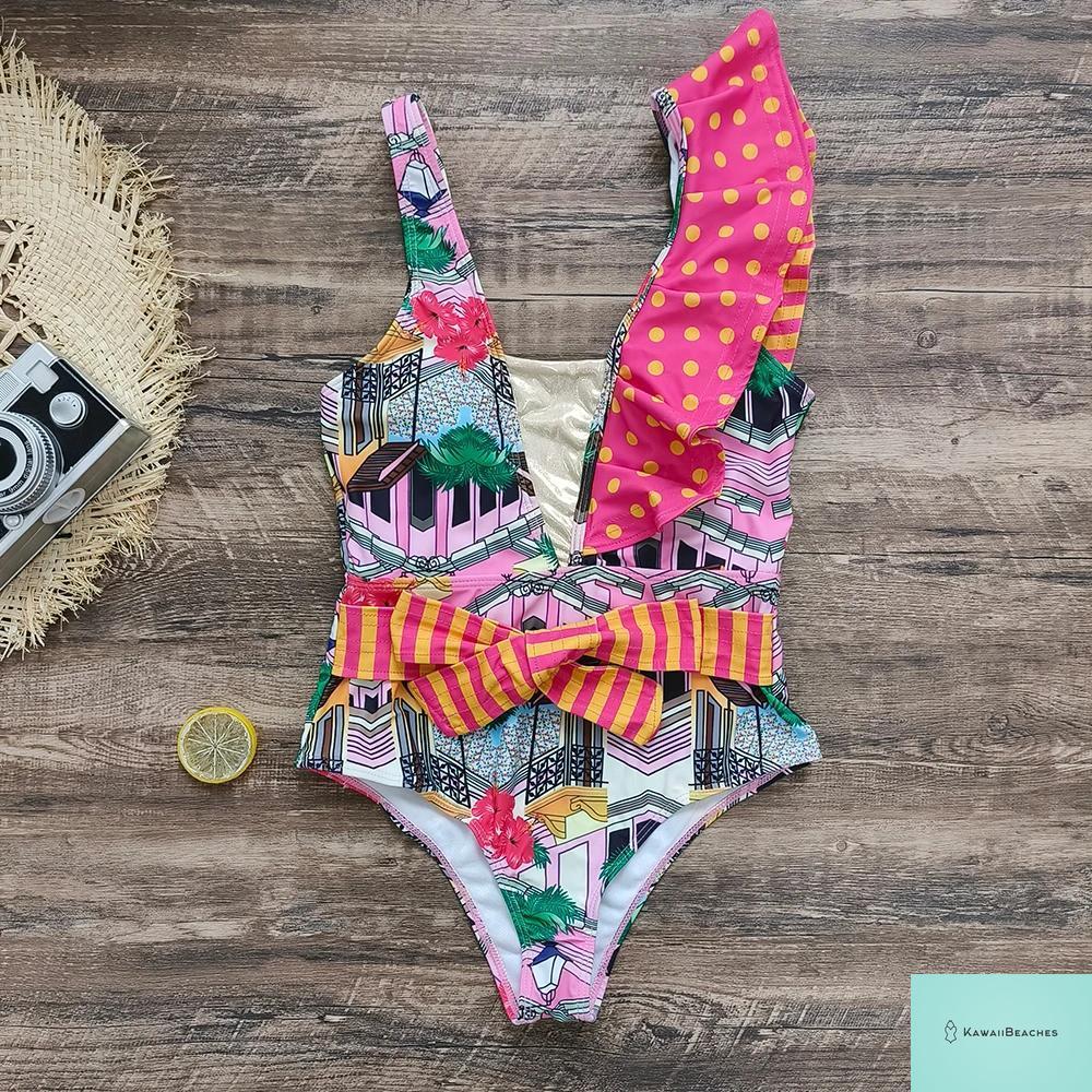 Floral Printed High Waist Bandage Bikini Set