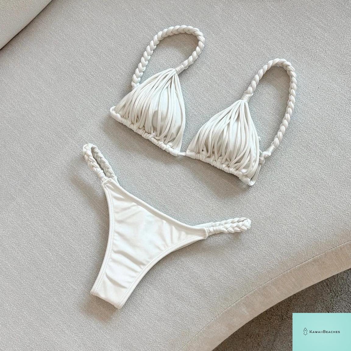 Kawaii Stripes Lace-Up Brazilian Bikini Set