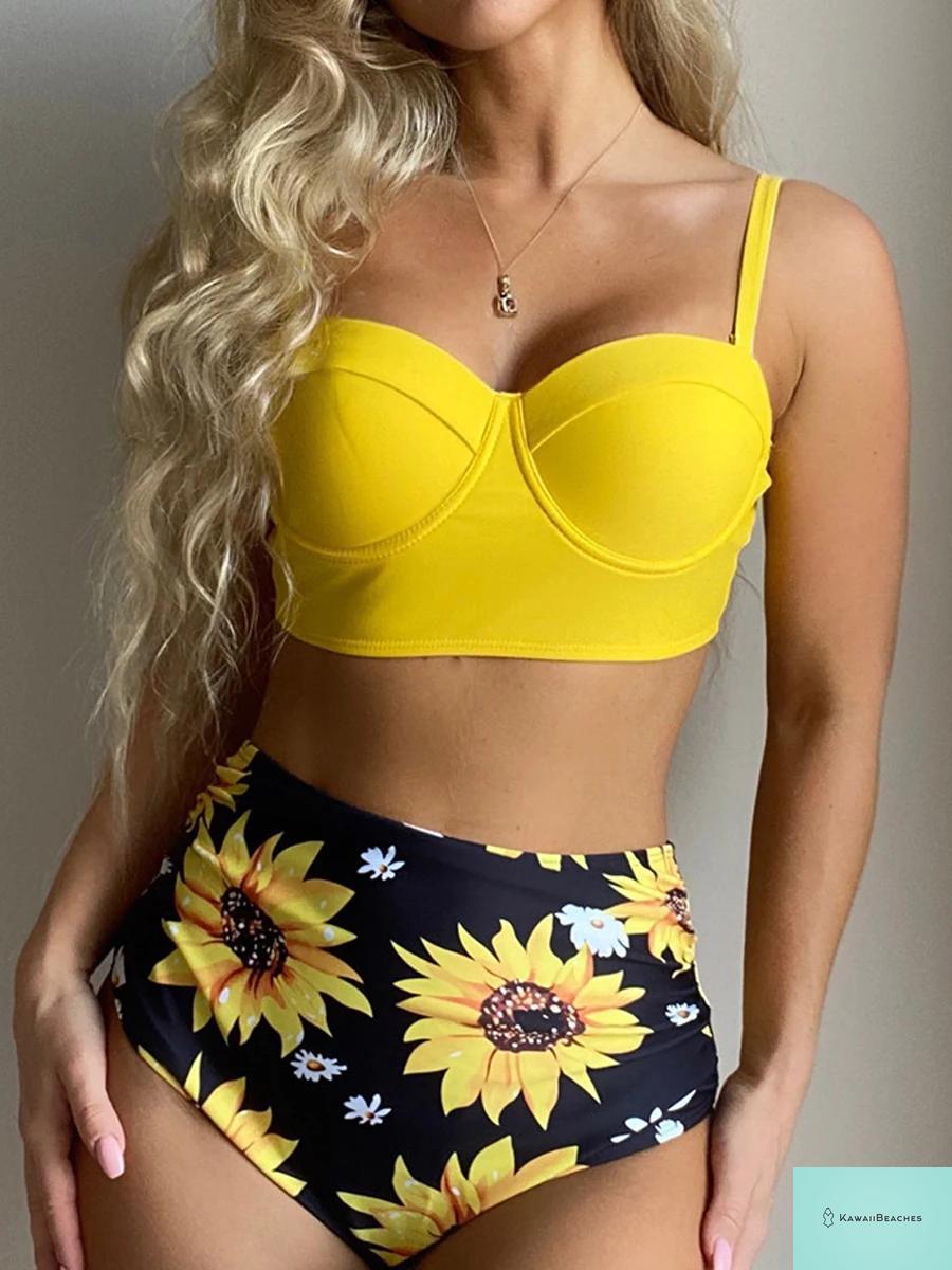 Kawaii Butterfly Print High Waist Bikini