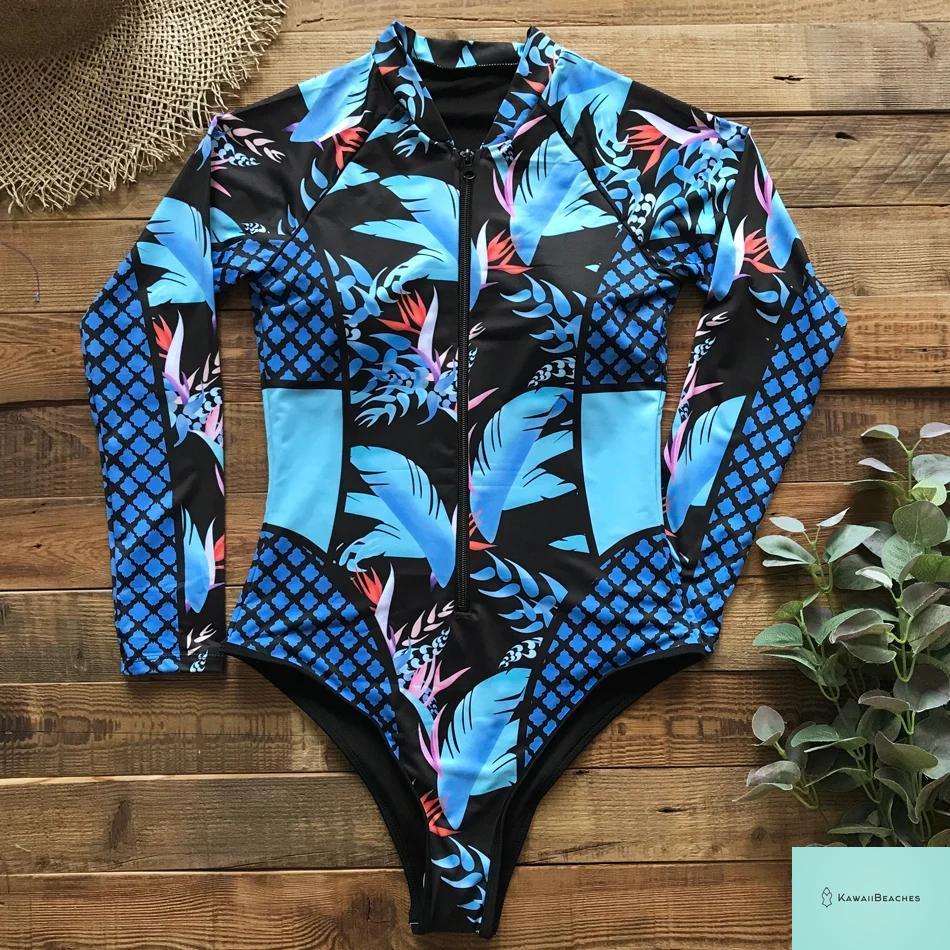 Womens Long Sleeve Surfing Swimsuit Monokini