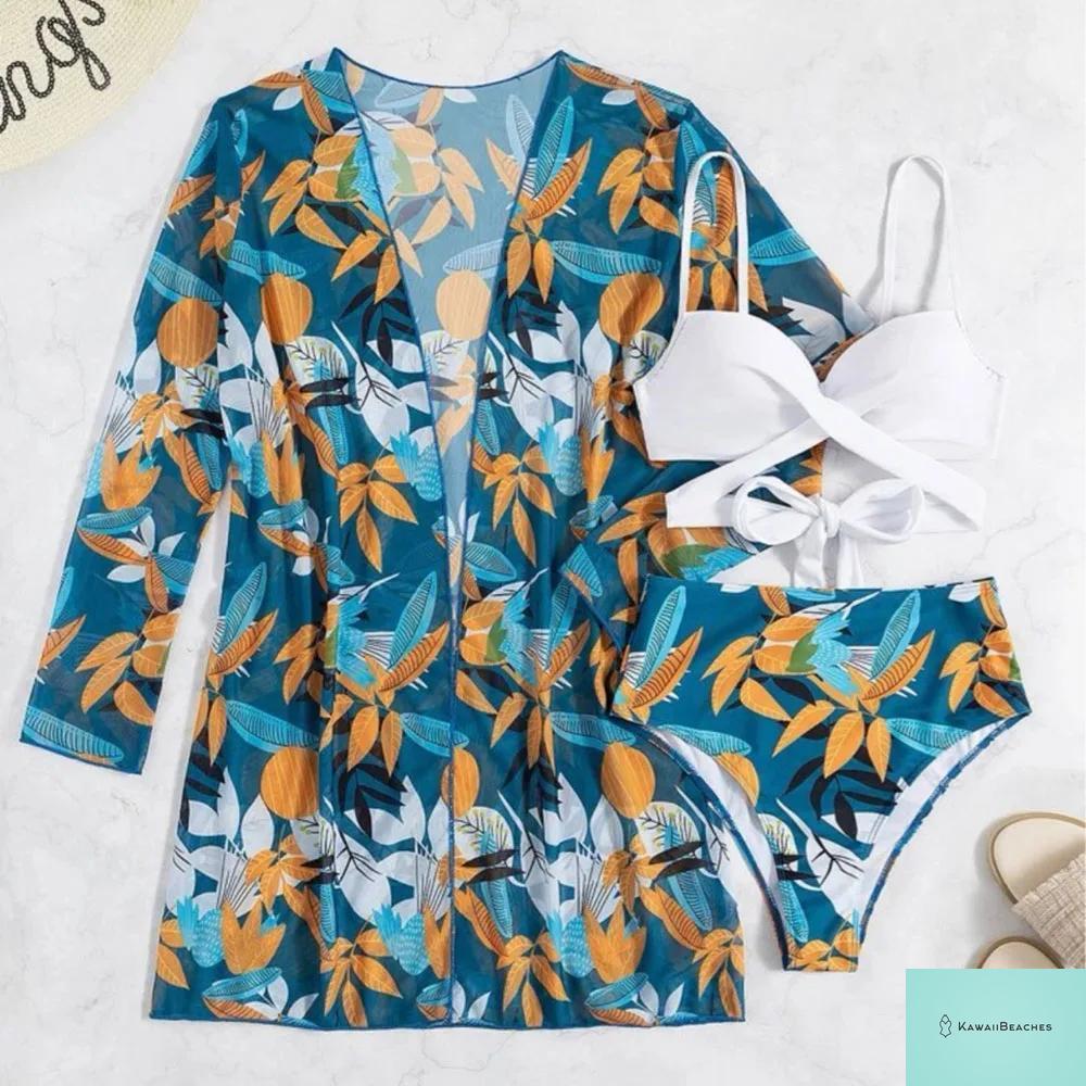 Womens 3 Piece Long Sleeve Swimsuit