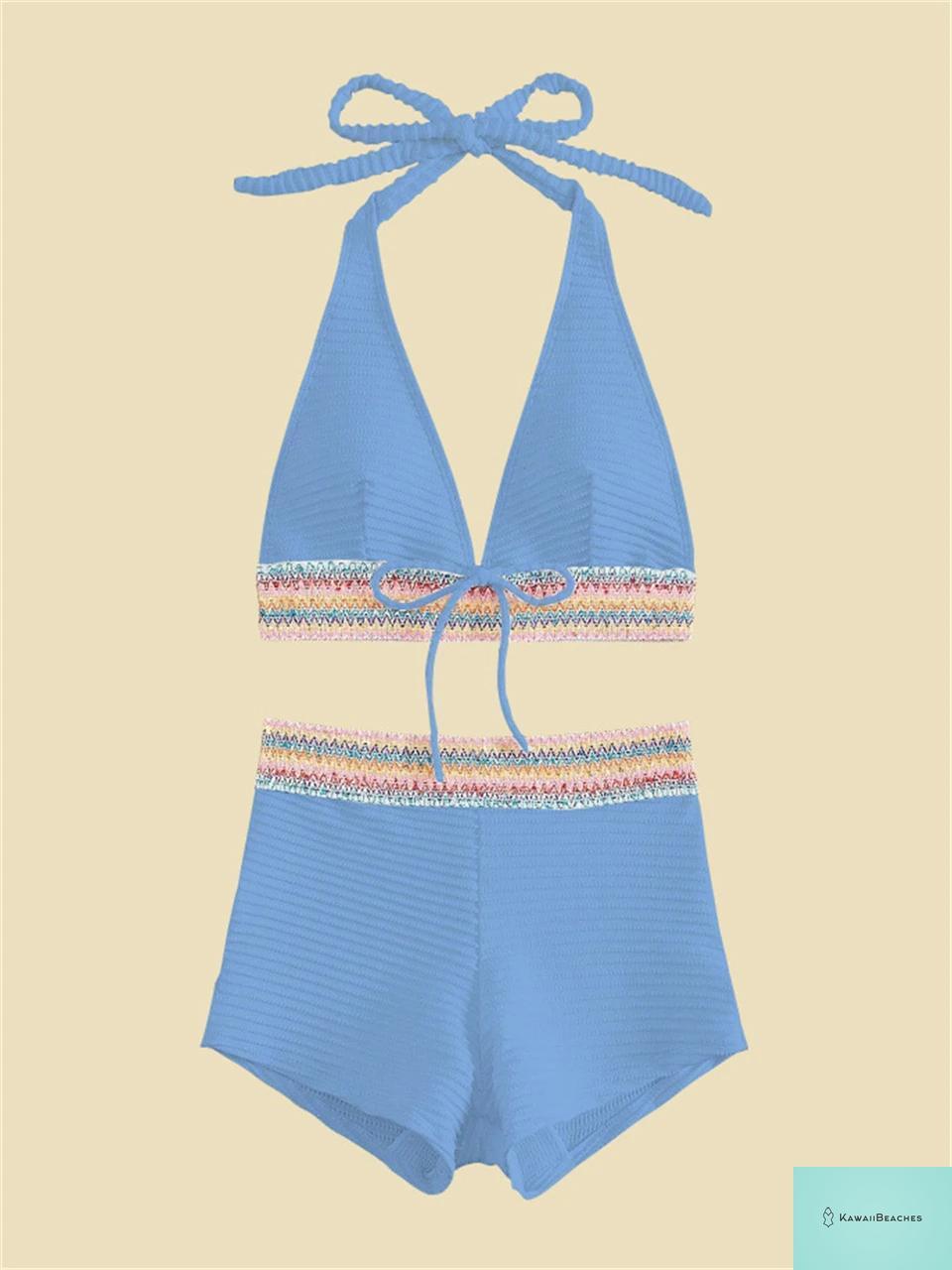 Stylish High Waist Halter Bikini Set