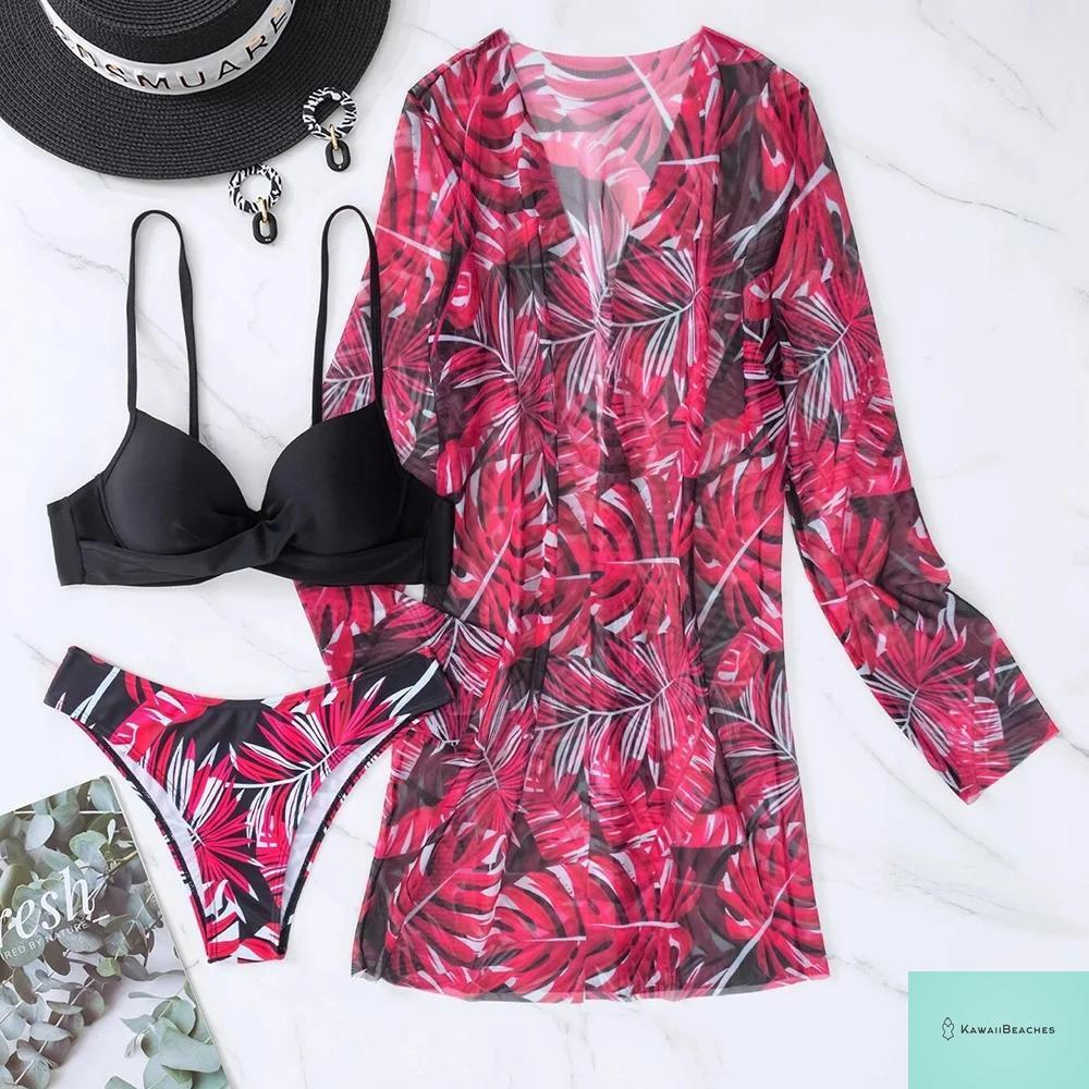 Womens 3 Piece Long Sleeve Swimsuit