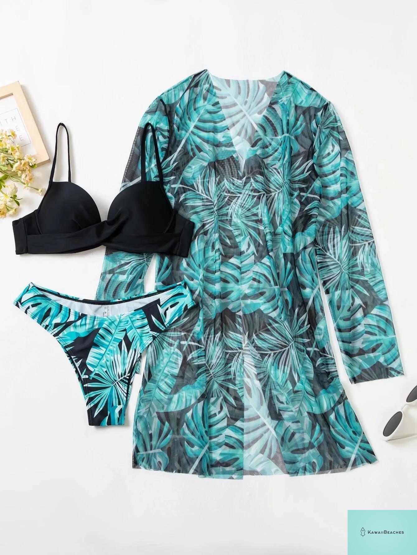 Womens 3 Piece Long Sleeve Swimsuit