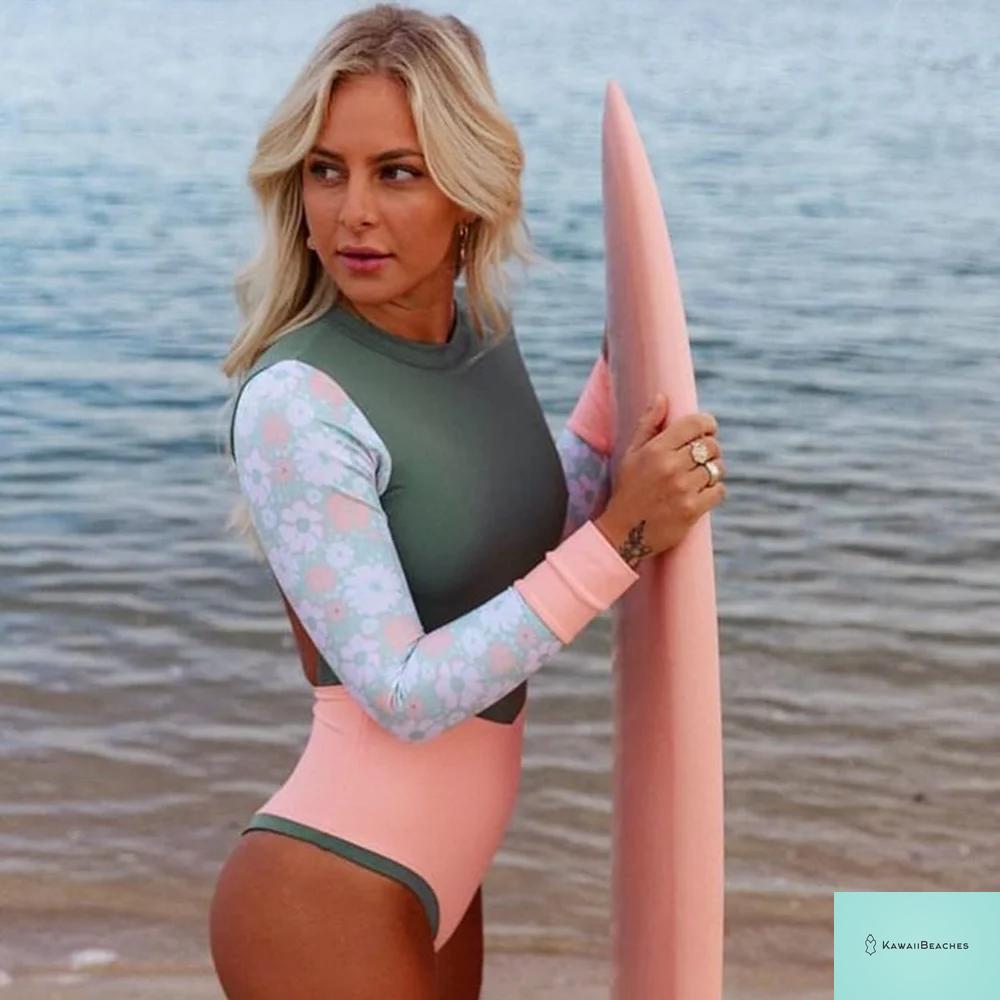 Kawaii Patchwork Long Sleeve Swimsuit