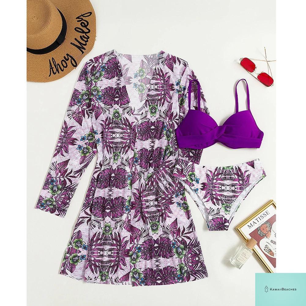 Womens 3 Piece Long Sleeve Swimsuit