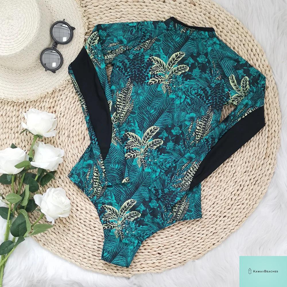 Womens Long Sleeve Surfing Swimsuit Monokini