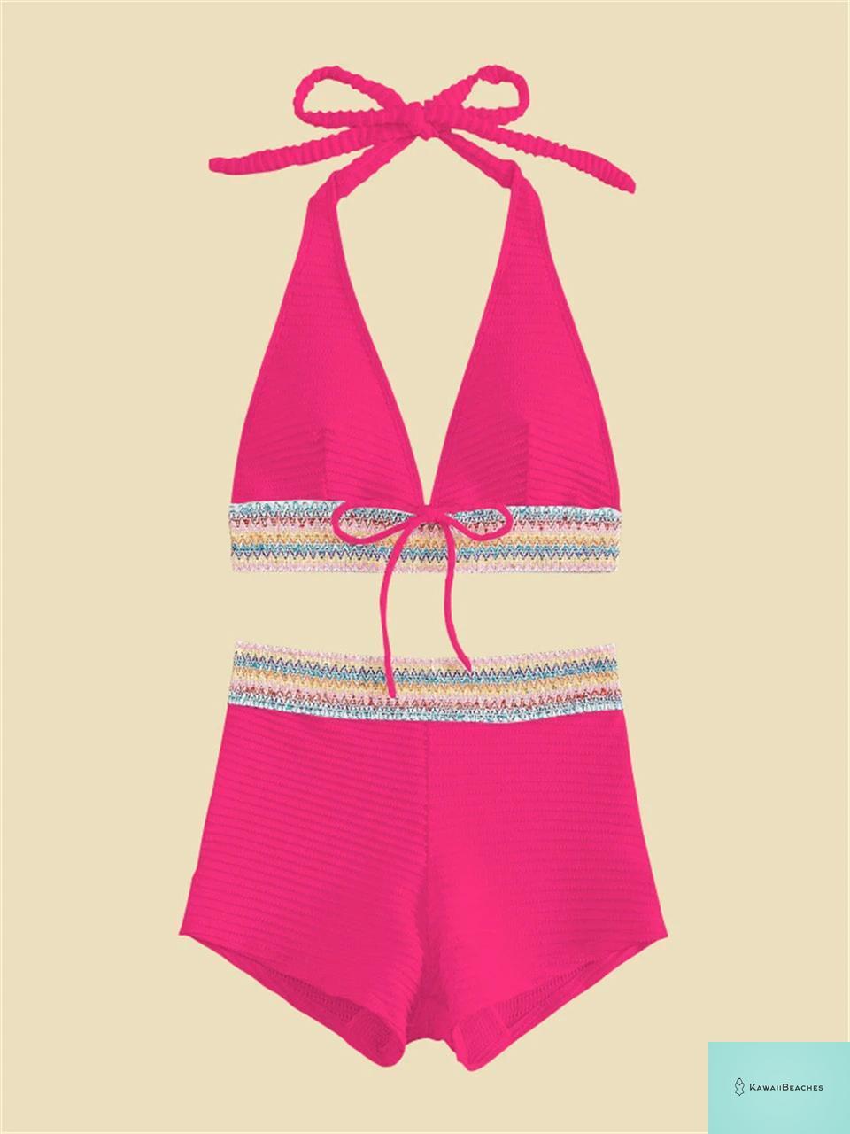 Stylish High Waist Halter Bikini Set