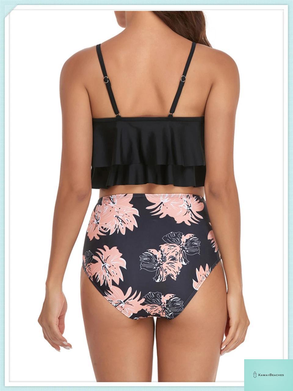 Ruffle Floral High Waist Bikini