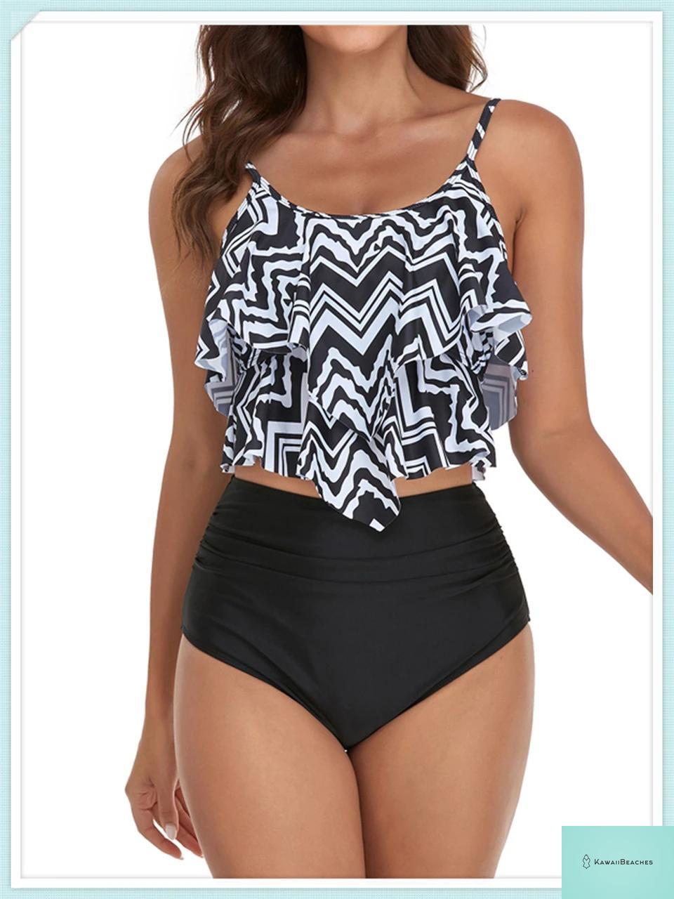 Ruffle Floral High Waist Bikini