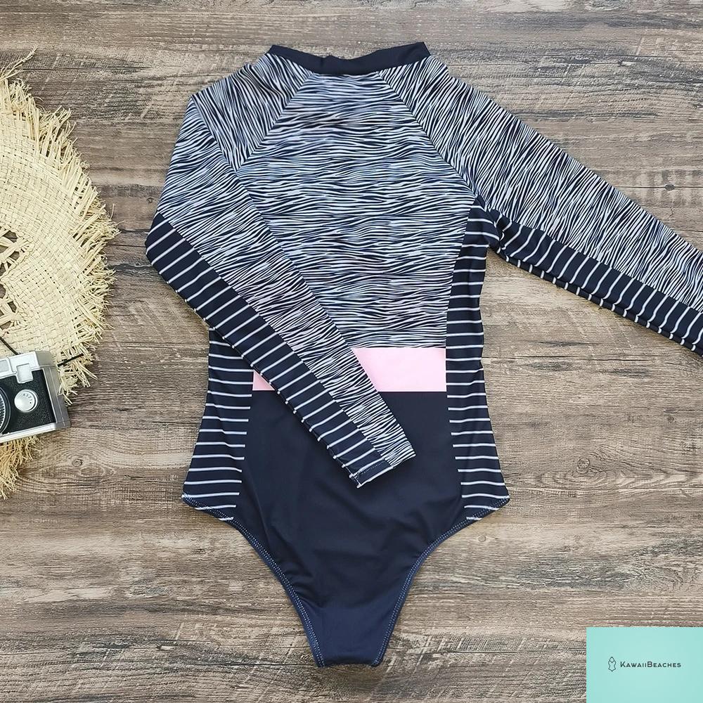 Womens Long Sleeve Surfing Swimsuit Monokini