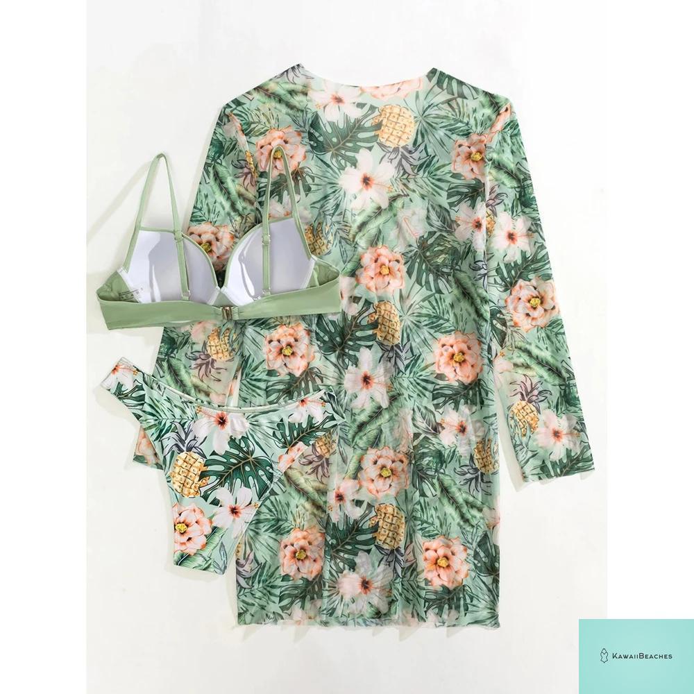 Womens 3 Piece Long Sleeve Swimsuit