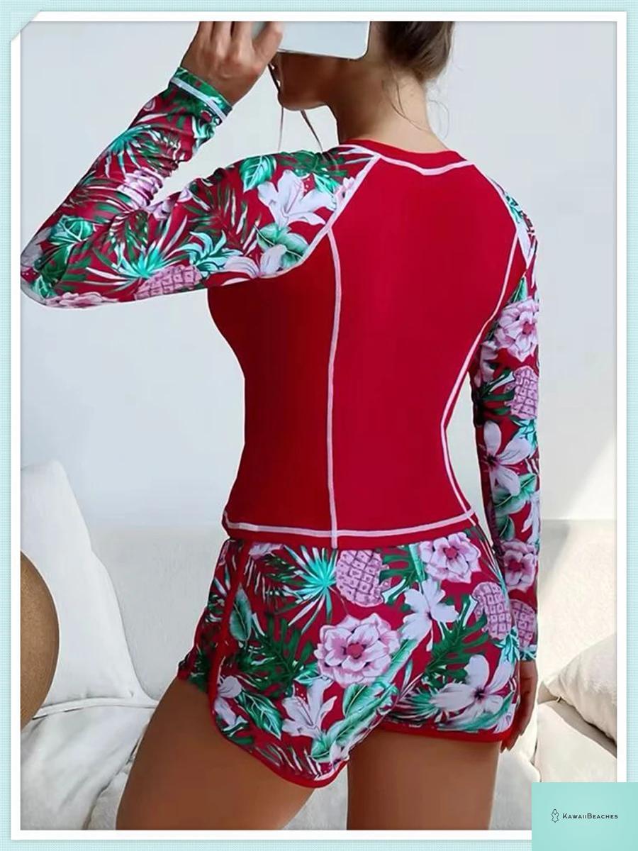 Tropical Long Sleeve Rashguard Swimsuit