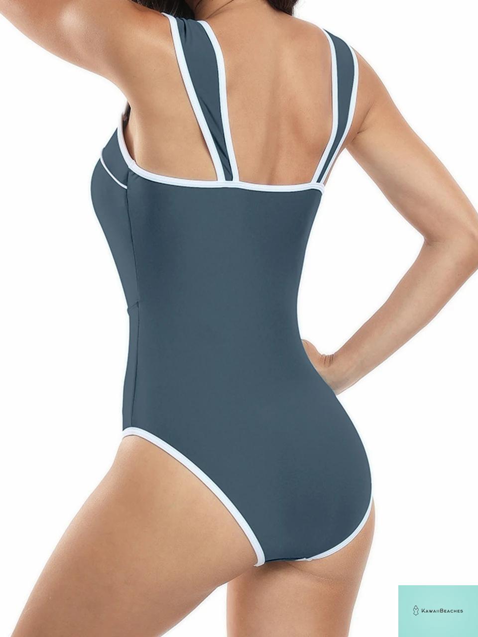 Kawaii Solid Bodysuit with Beach Skirt