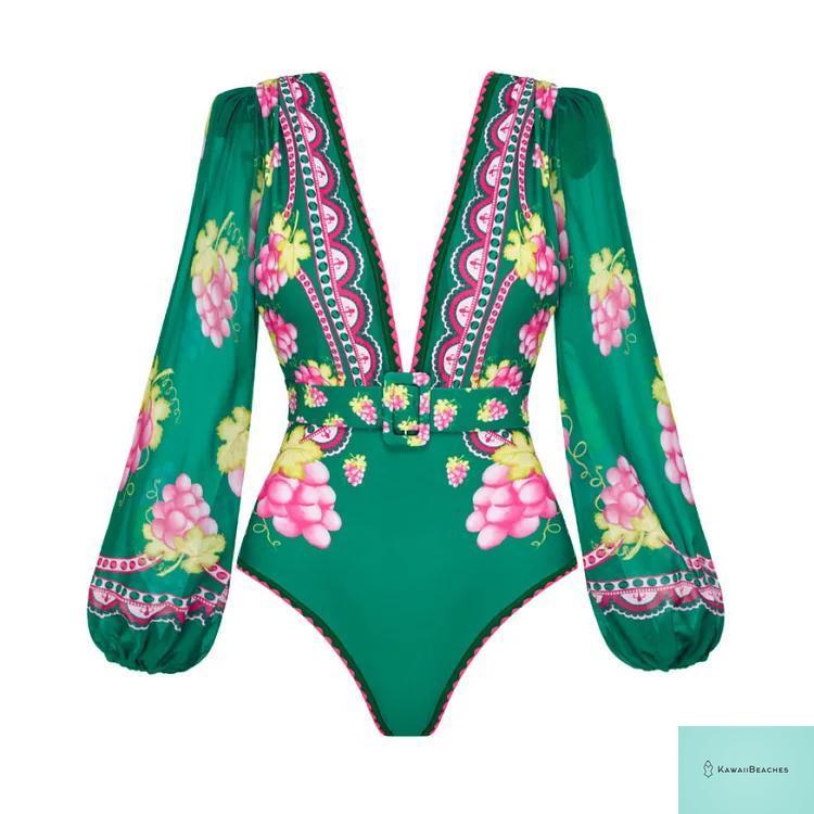 Womens Ruffle Deep V Swimsuit