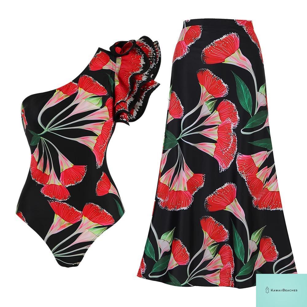 Floral Ruffle Push Up Bikini Set