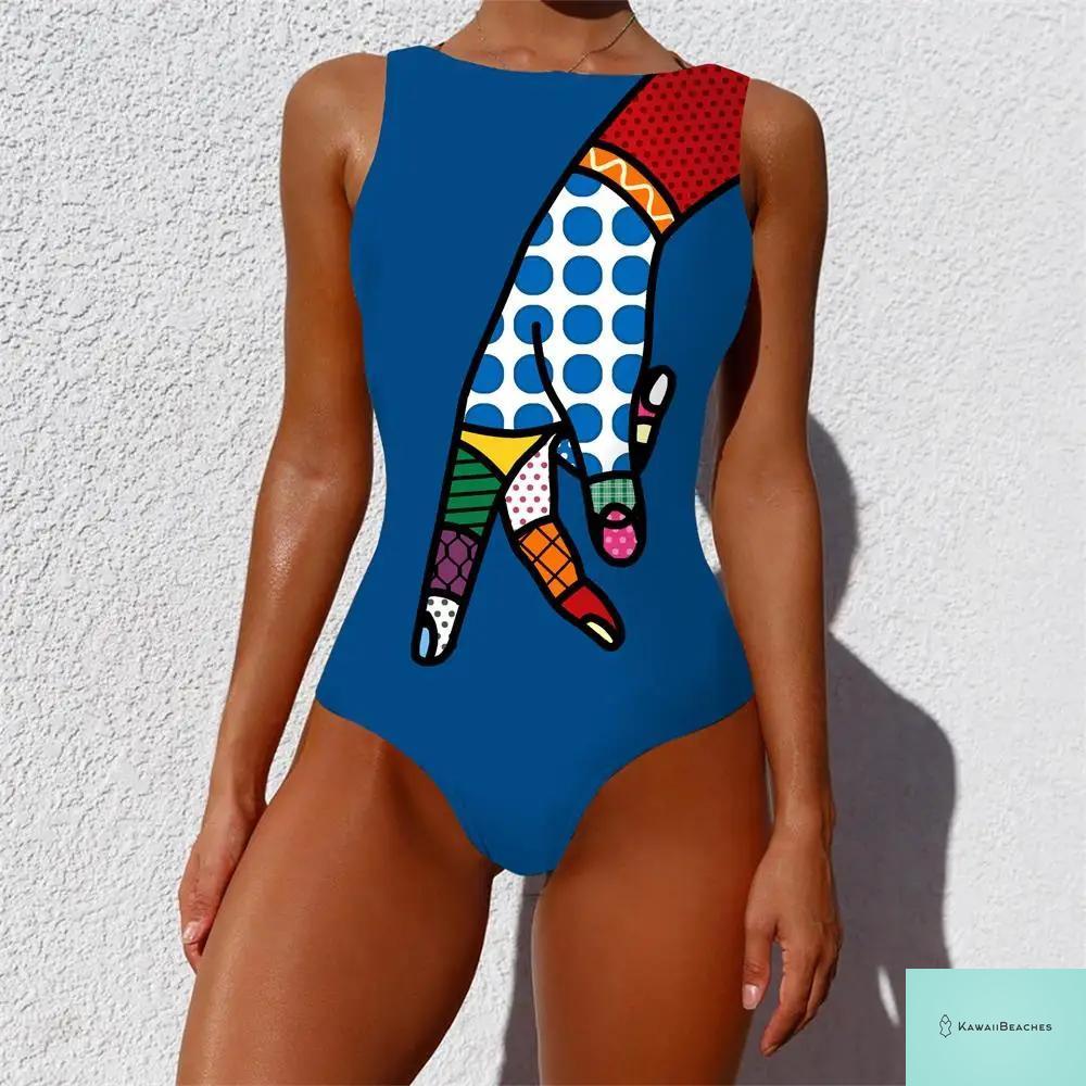 Striped Tropical Monokini Swimsuit for Women