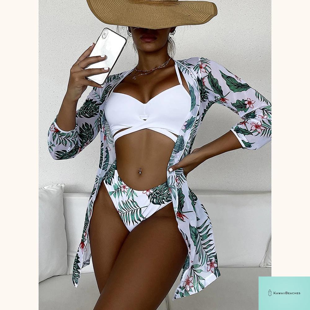 Womens 3 Piece Long Sleeve Swimsuit