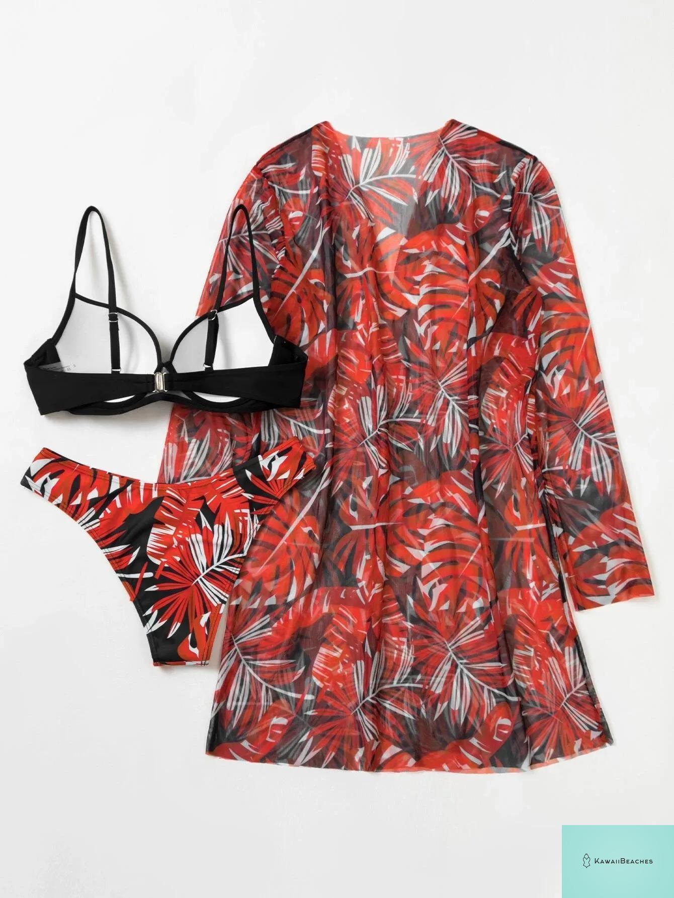 Womens 3 Piece Long Sleeve Swimsuit