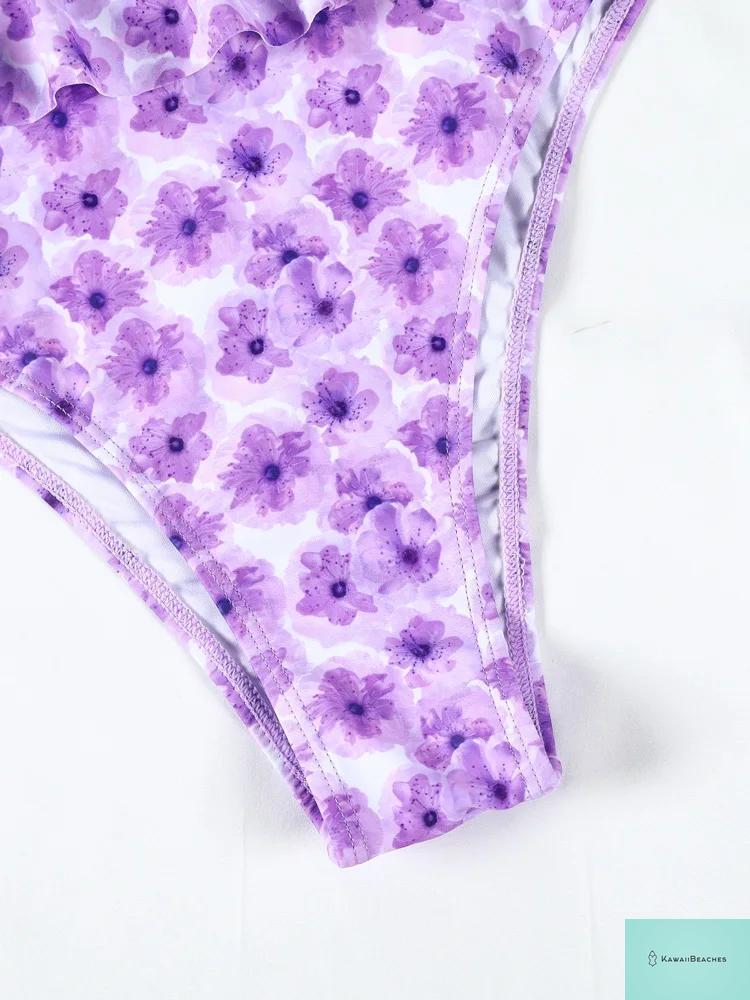 Kawaii Floral Ruffle One-Piece Swimsuit