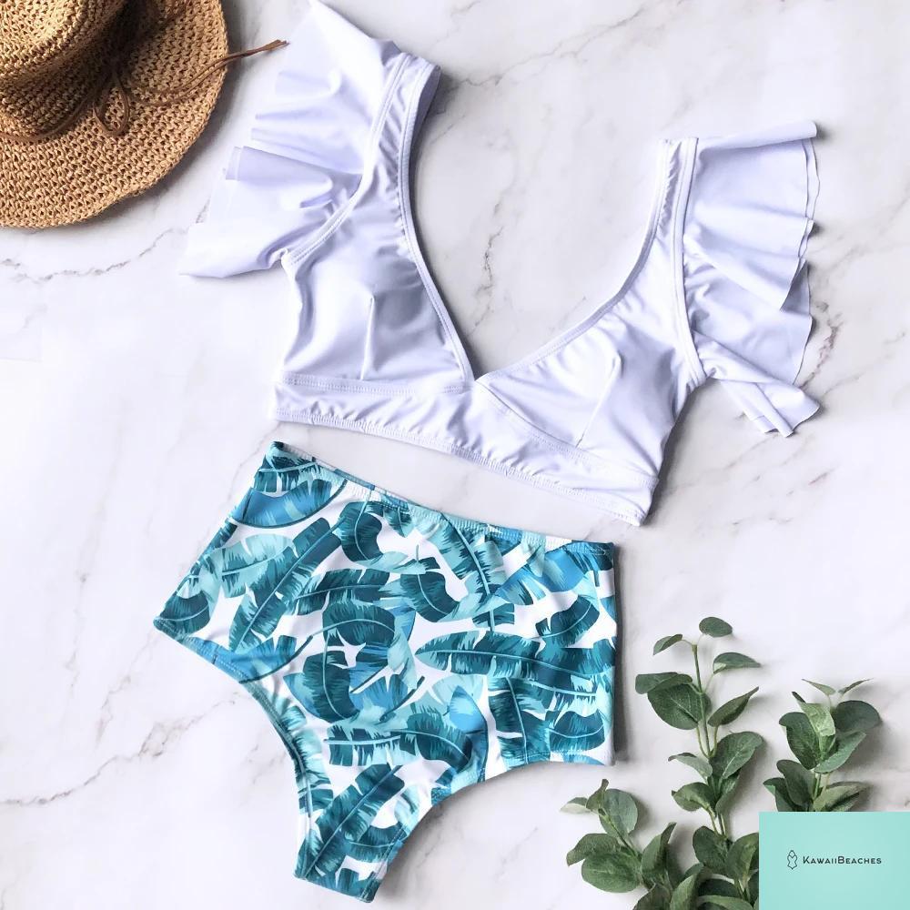 Kawaii Ruffle High Waist Bikini Set