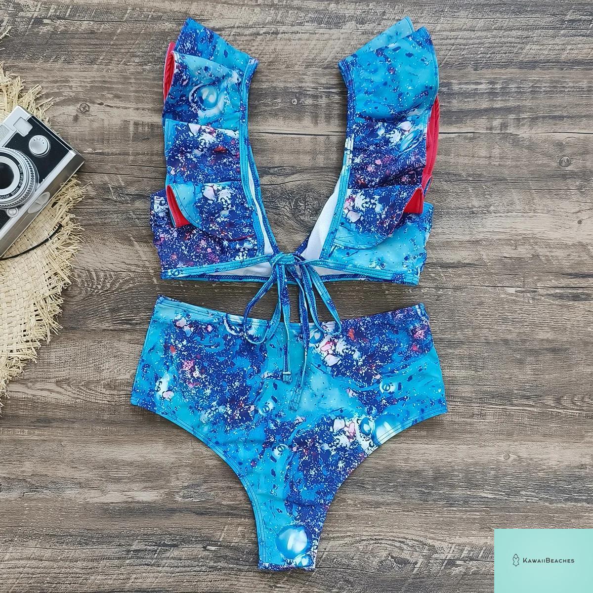 Floral Printed High Waist Bandage Bikini Set
