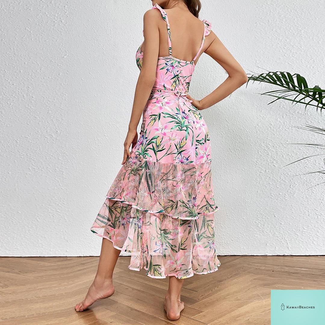 Floral Ruffle Push-Up One-Piece Swimsuit