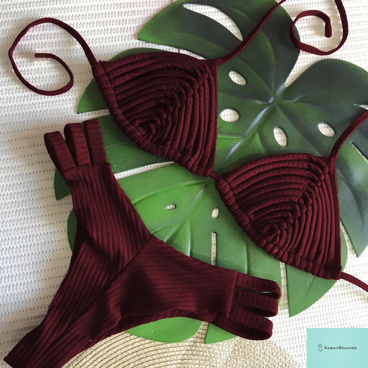 Kawaii Stripes Lace-Up Brazilian Bikini Set