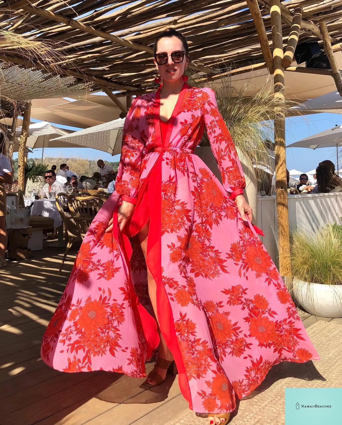 KawaiiBeaches Retro V-Neck Beach Dress