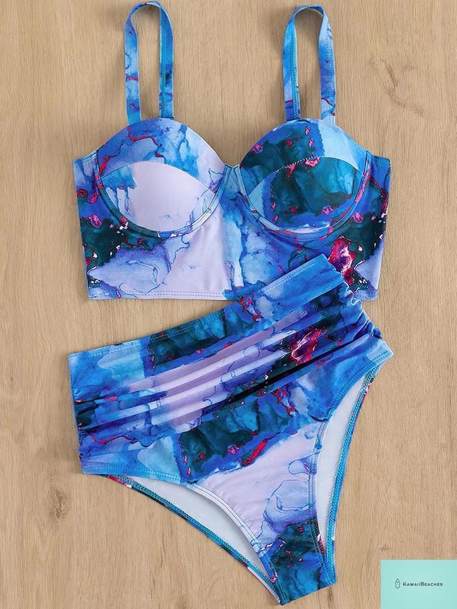 Kawaii Butterfly Print High Waist Bikini