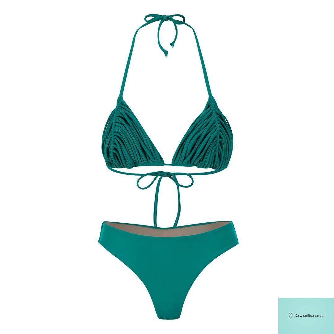 Kawaii Stripes Lace-Up Brazilian Bikini Set