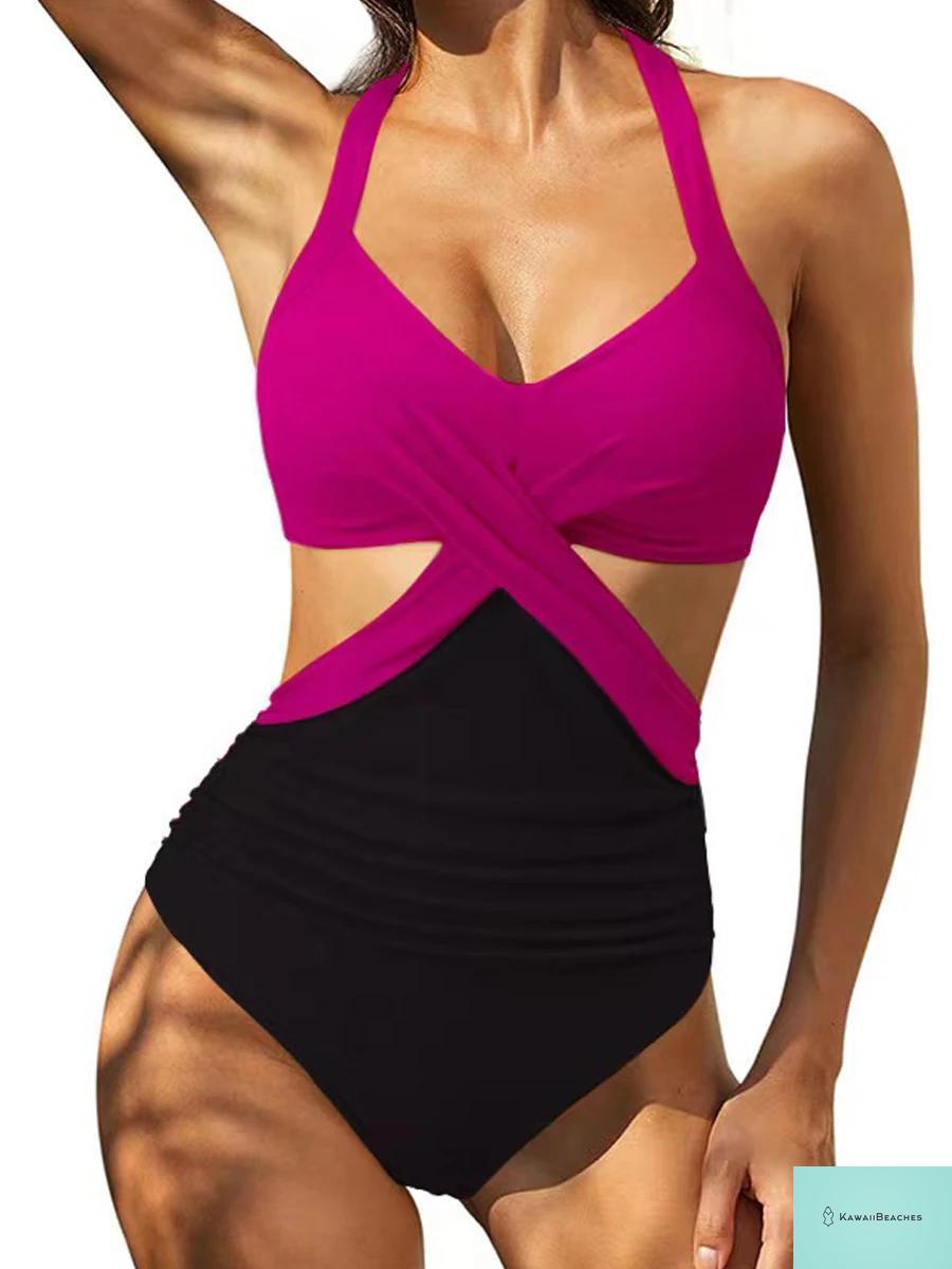 Kawaii Printed Halter One Piece Swimsuit