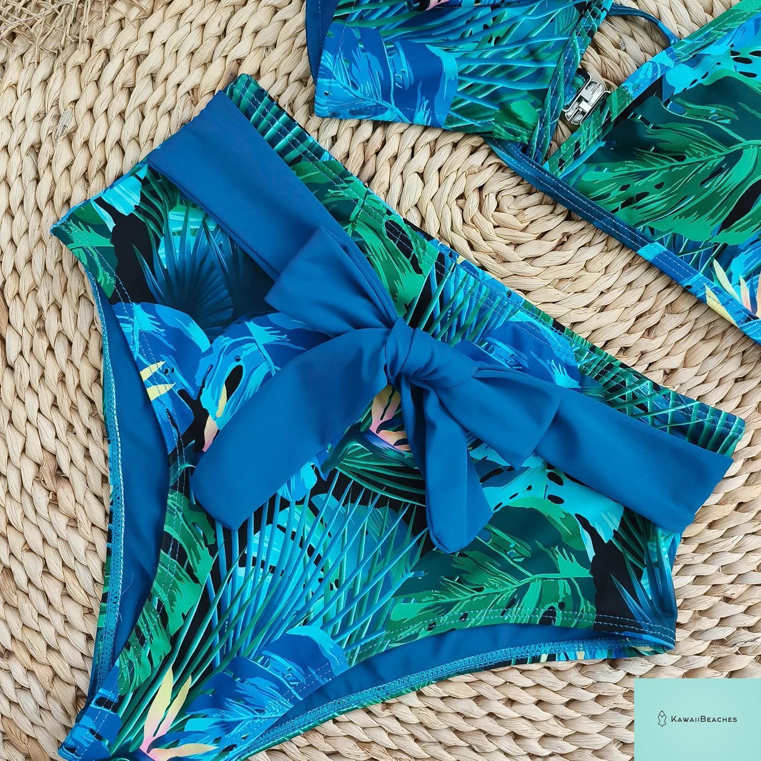 Floral Printed High Waist Bandage Bikini Set