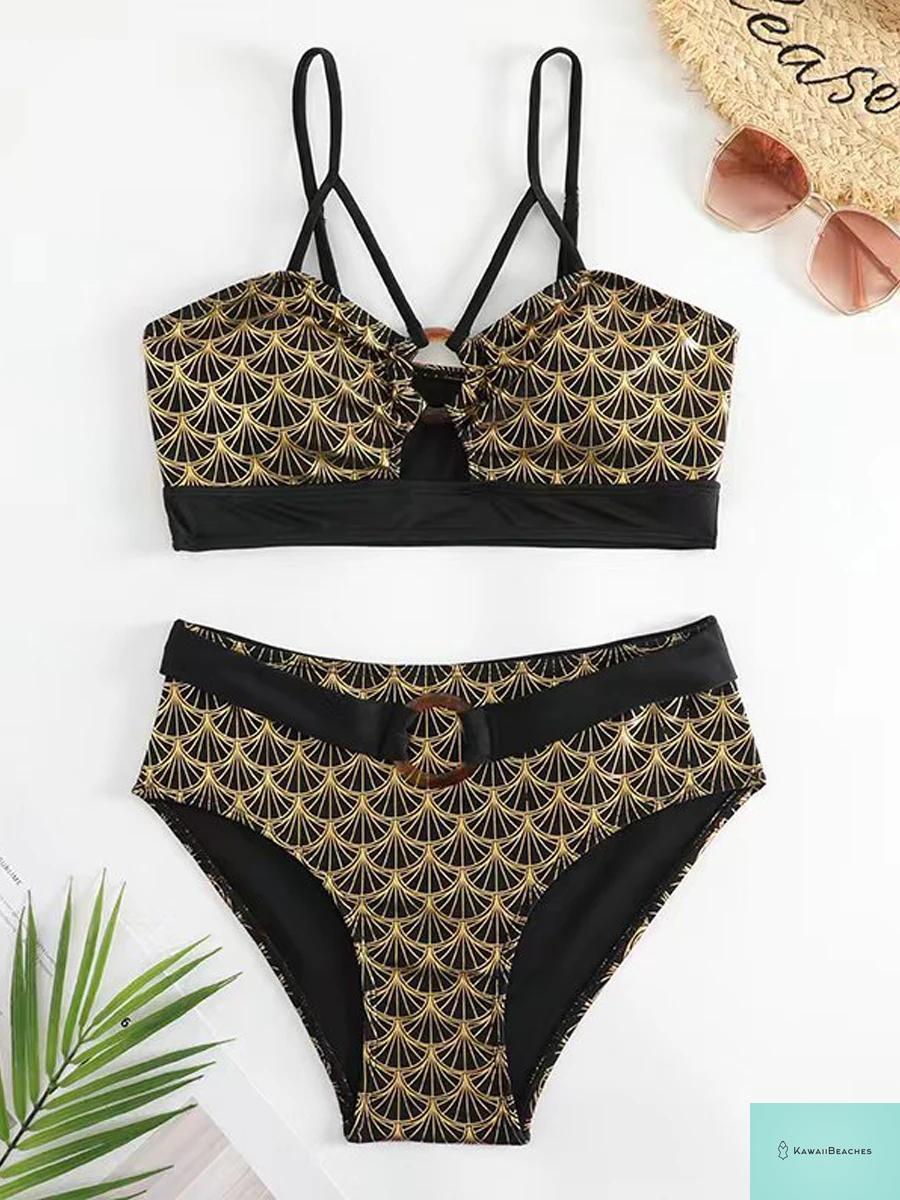 Metallic High Waist Push Up Bikini