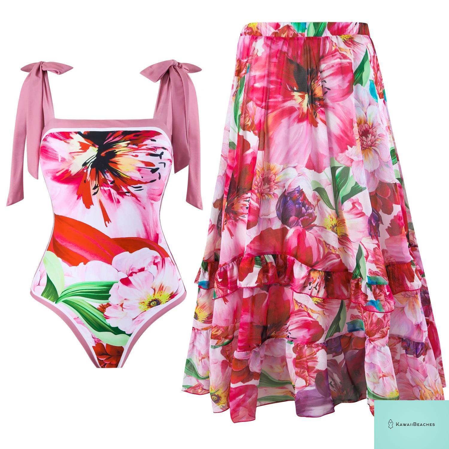 Floral Ruffle Push Up Bikini Set