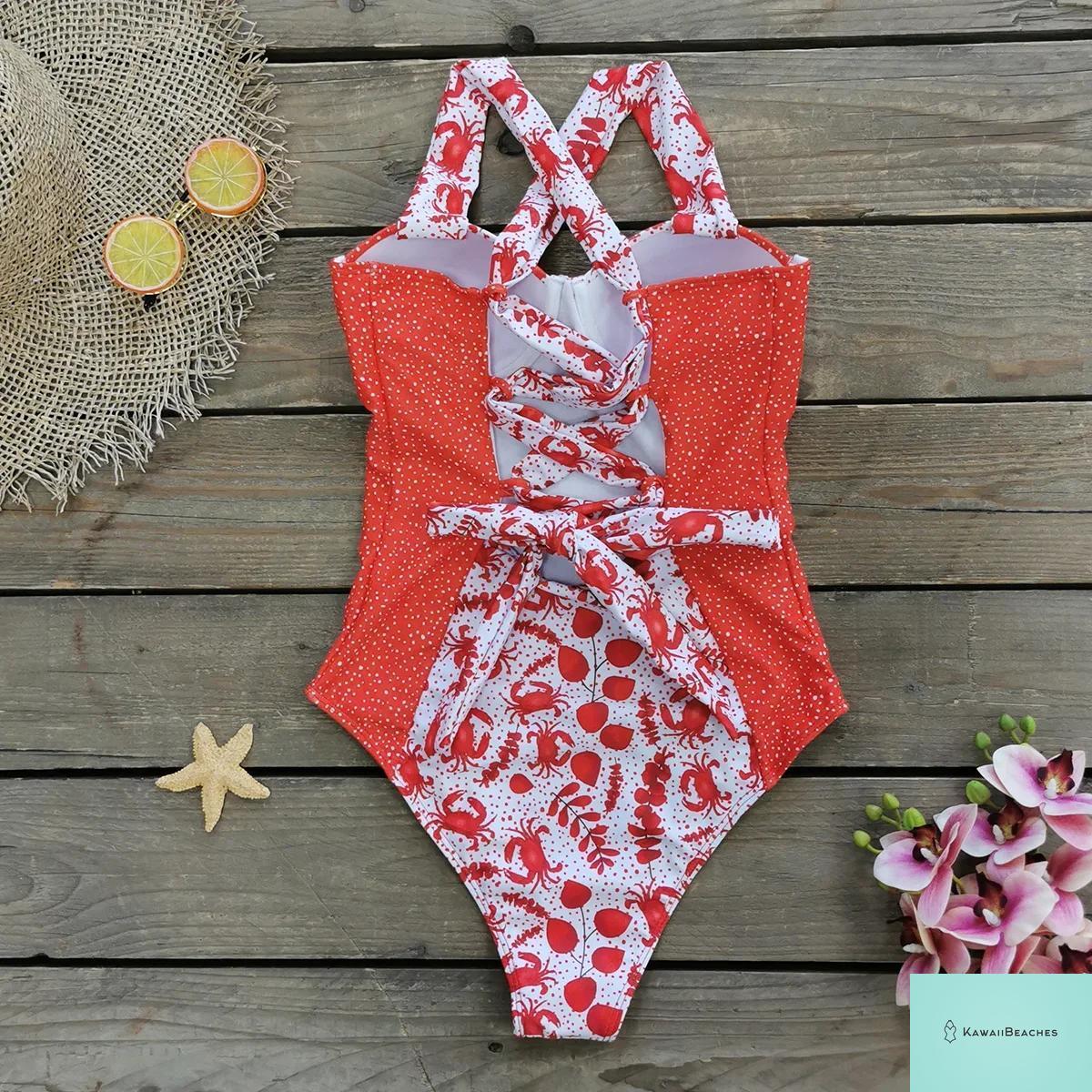 Kawaii Retro Push Up One Piece Swimsuit