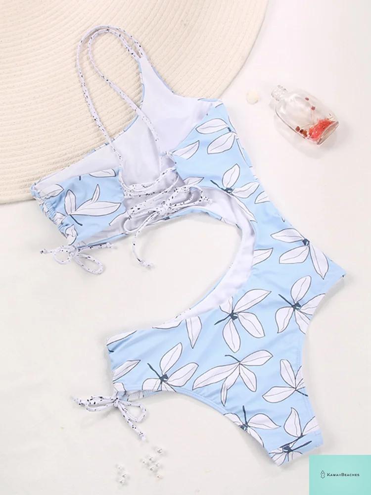 Kawaii Floral Ruffle One-Piece Swimsuit