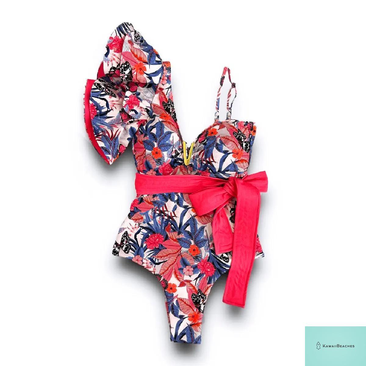 Floral Printed High Waist Bandage Bikini Set