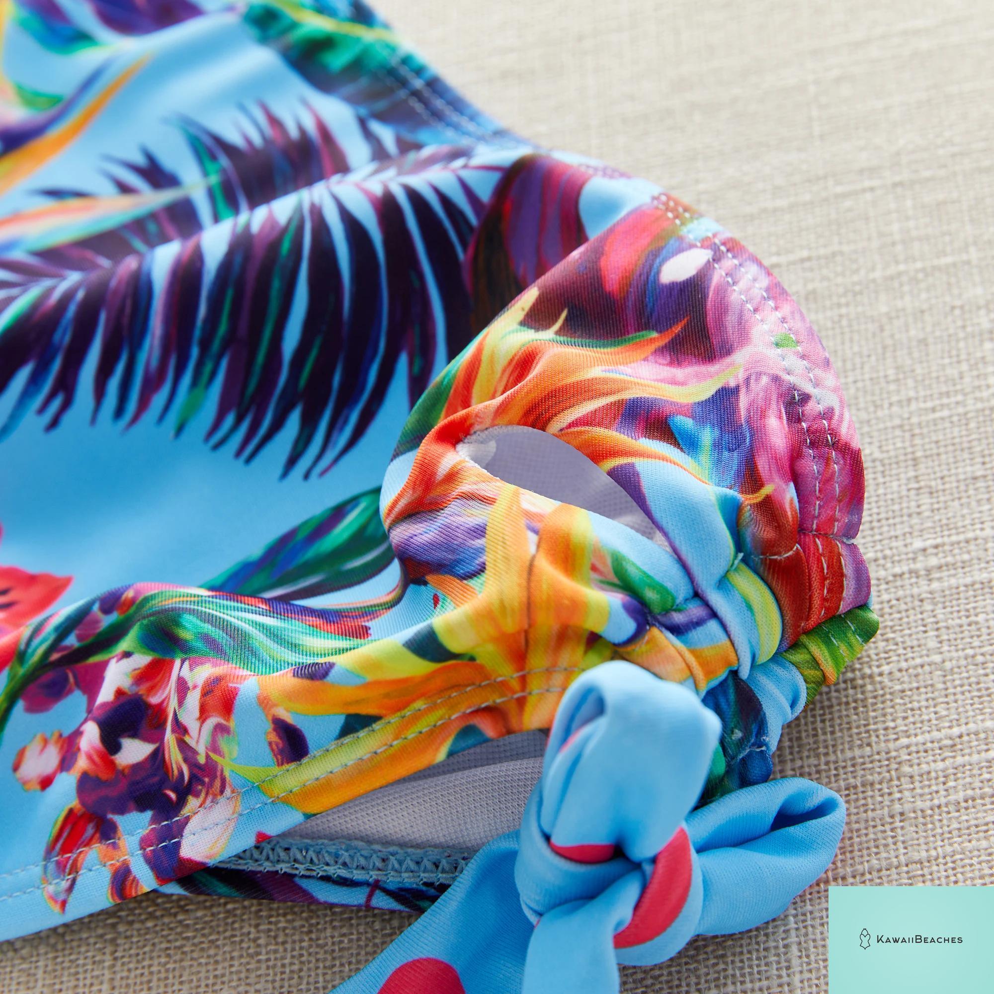 Floral Printed High Waist Bandage Bikini Set