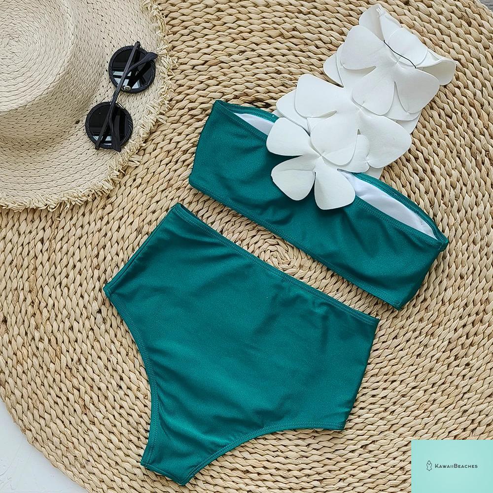 High Waist Ruffled Print Bikini Set