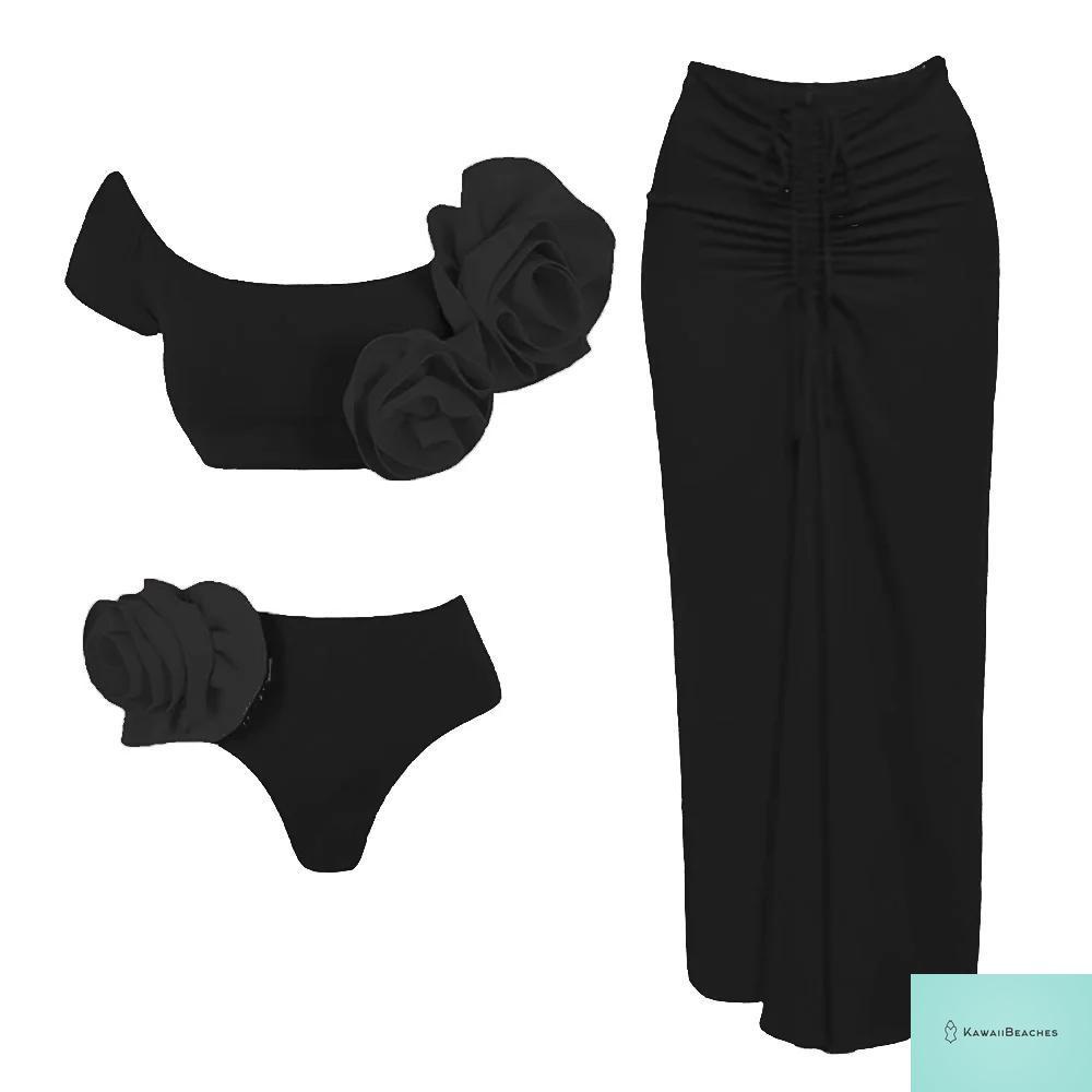 Vintage High Waist One Piece Swimsuit Set