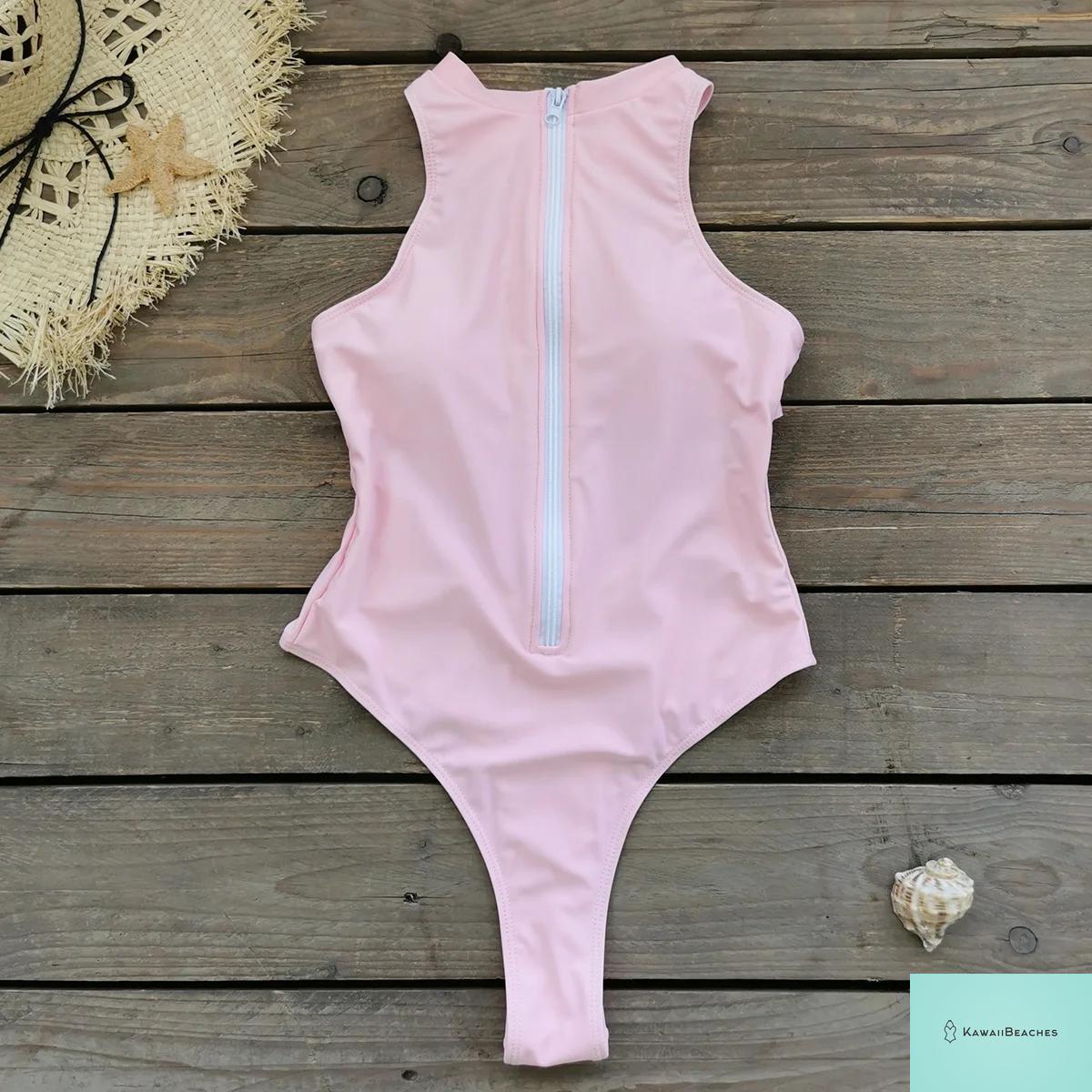 Kawaii Floral Lace-Up One-Piece Swimsuit