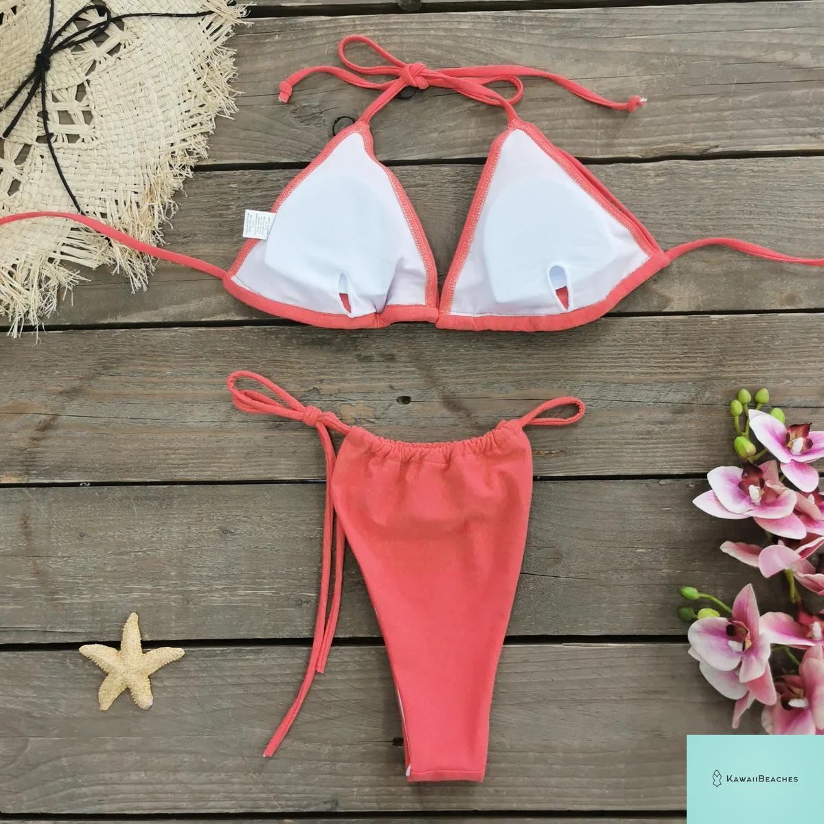 Kawaii Stripes Lace-Up Brazilian Bikini Set