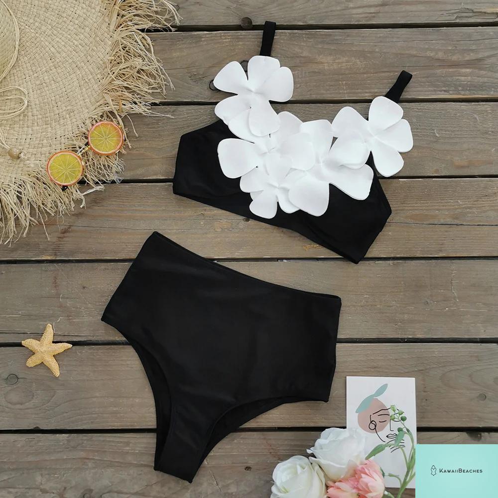High Waist Ruffled Print Bikini Set