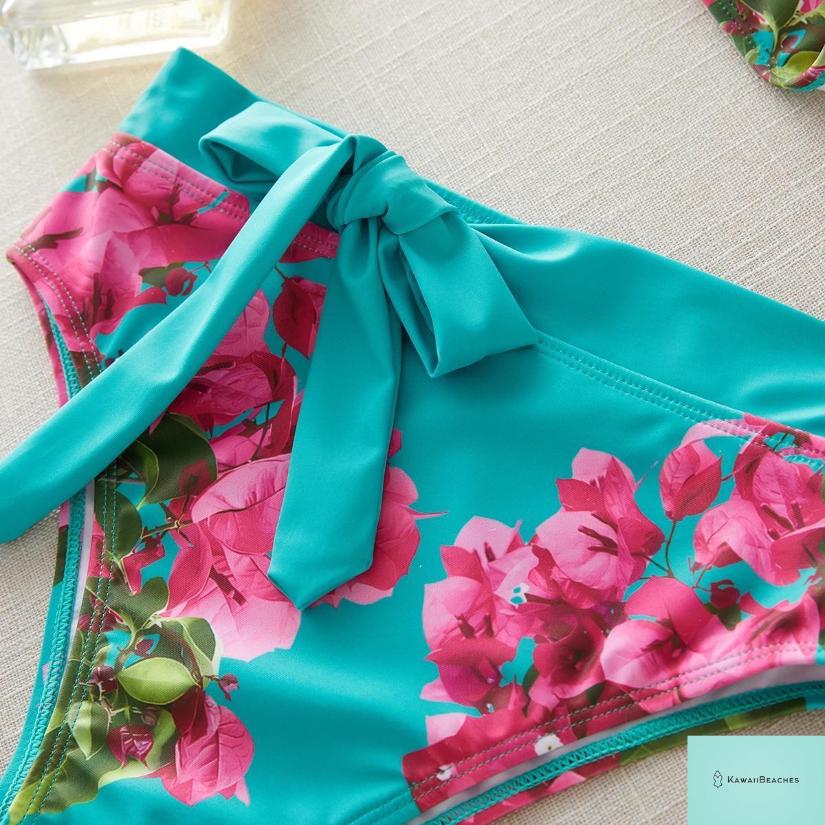 Floral Printed High Waist Bandage Bikini Set