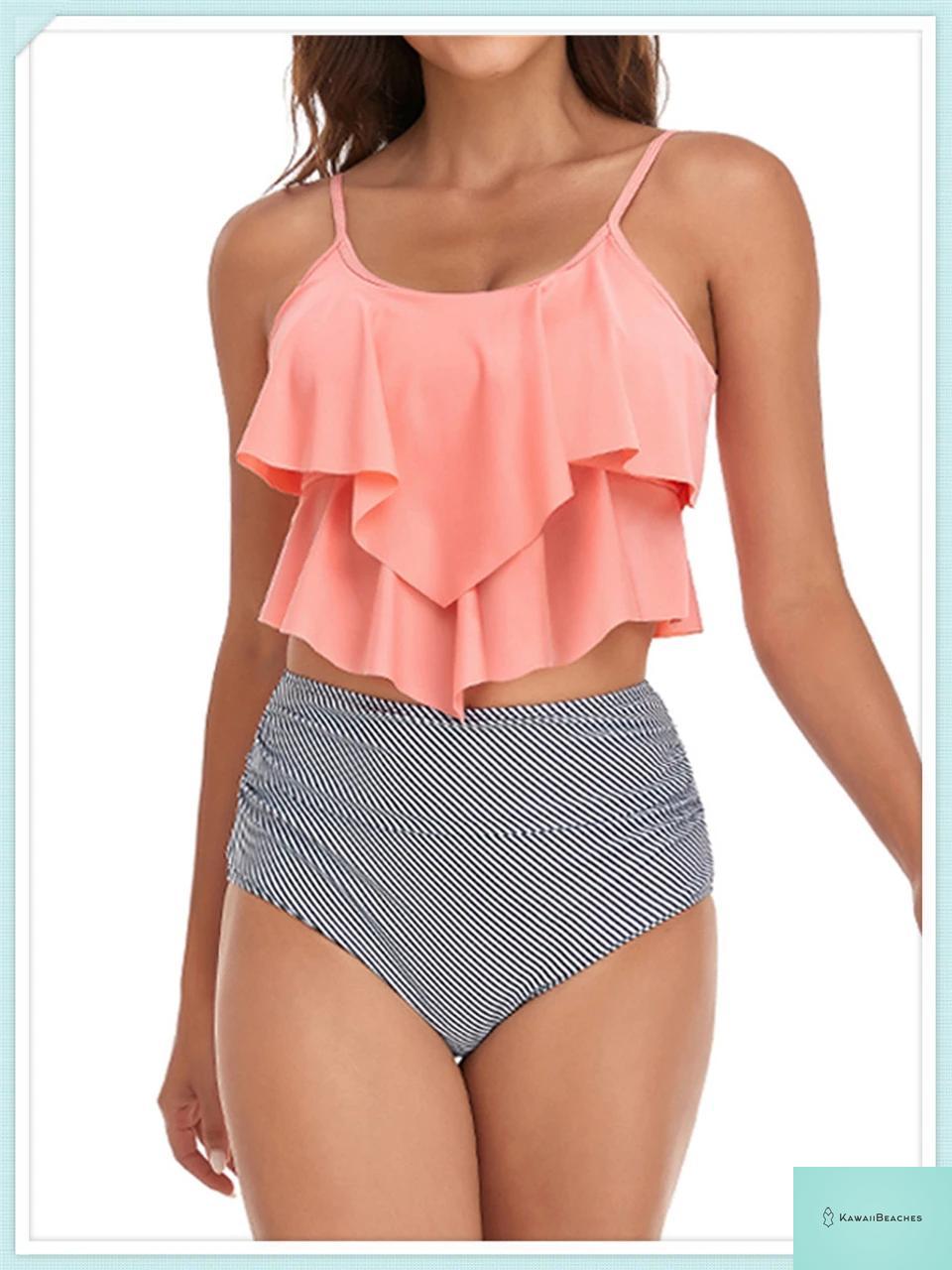 Ruffle Floral High Waist Bikini